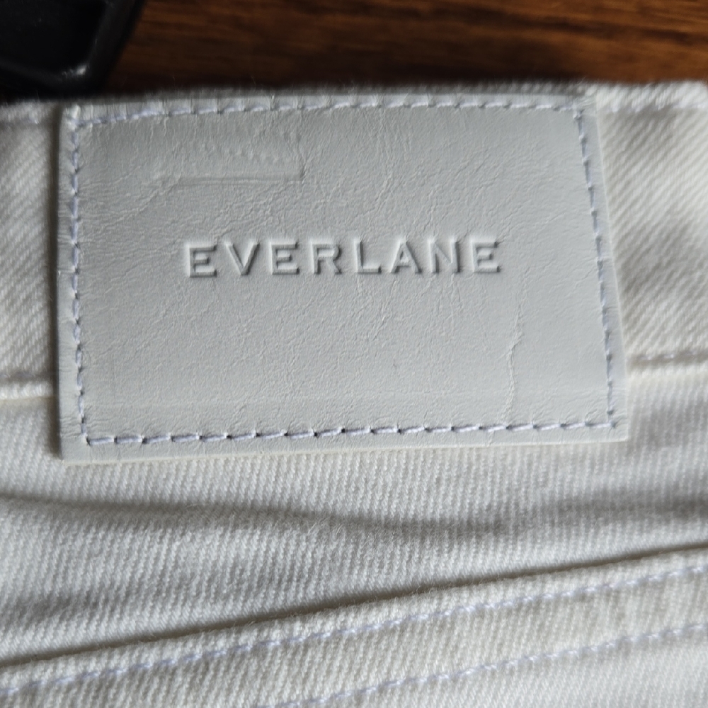Everlane Premium Denim 32 Curvy Cheeky Classic High Waist White Denim Jeans NEW